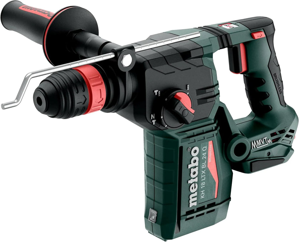 metabo Akumulatorowy młot kombi KH 18 LTX BL 24 Q zestaw ISA - 18 V, 2,2 J, energia udaru 24 mm, średnica wiercenia w betonie - SDS-plus z odsysaniem, silnik bezszczotkowy, idealny do wiercenia i