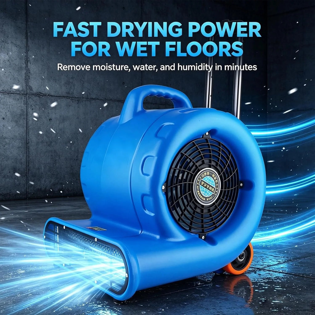 Wentylator Przemysłowy 1100w 3200w Osuszacz Podłóg Z 3 Biegami Do Szybkiego Suszenia Mokrych Podłóg Dywanów Garaż Piwnica Hotel Warsztat I Magazyn Przemysłowy(3200W)