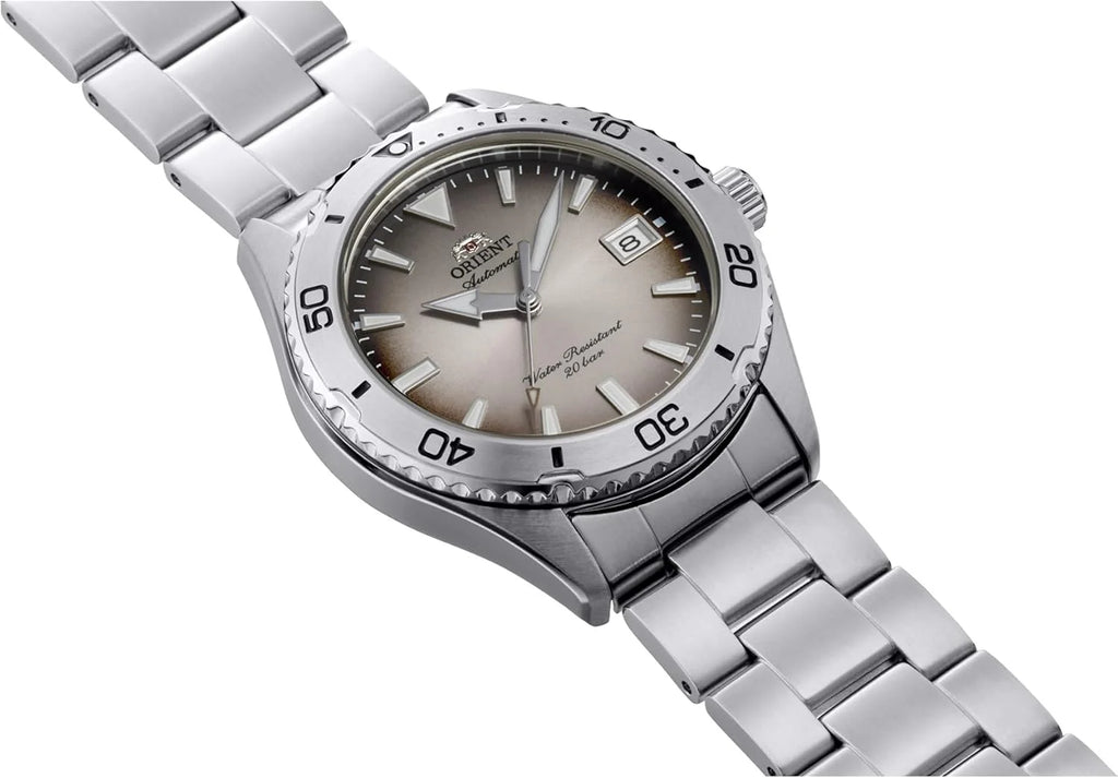 Orient Sports Mako 40 mm męski automatyczny ręczny mechaniczny zegarek sportowy i koperta ze stali nierdzewnej szara tarcza - RA-AC0Q16N
