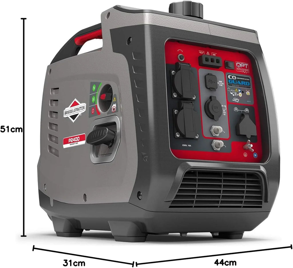 Briggs & Stratton 030800 Inwerterowy Generator Prądu z Serii Powersmart P2400 o Mocy 2400 W/1800 w Czystej Prądu, Bardzo Cichy i Lekki i Lekki, W