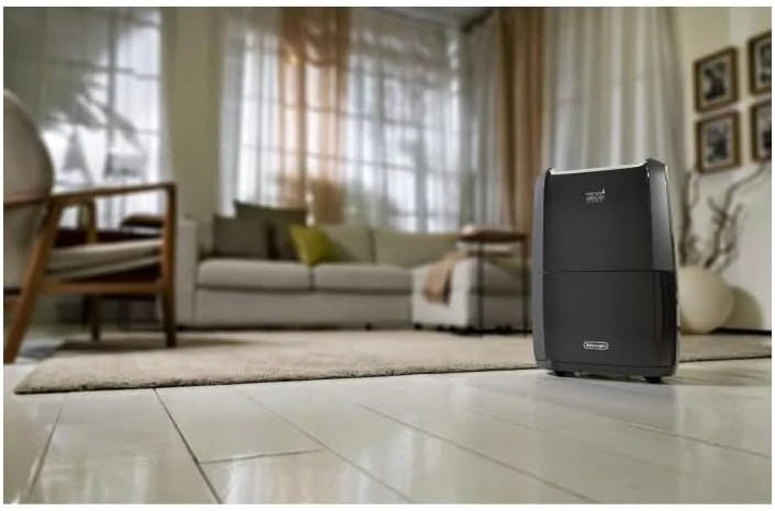 De'Longhi Tasciugo AriaDry Pure DDSX220WFA osuszacz powietrza i oczyszczacz powietrza do pomieszczeń do 90 m³, funkcja prania, kompatybilny z Wi-Fi, certyfikat alergików, 21 l/dzień, czarny