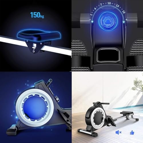 Wioślarz, magnetyczny rower Bluetooth z kompatybilnością z aplikacją, wyświetlacz LCD, pojemność 158 kg, do domowej siłowni i treningu cardio