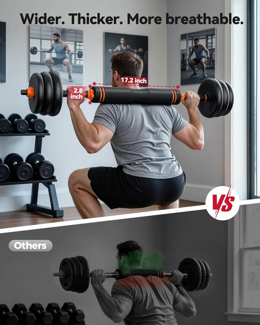 FEIERDUN Regulowane hantle, zestaw hantli o wadze 13,6 kg ze złączem, zestaw hantli 4 w 1, używany jako sztanga, kettlebell, stojak push-up, ćwiczenia fitness do domowej siłowni odpowiednie dla