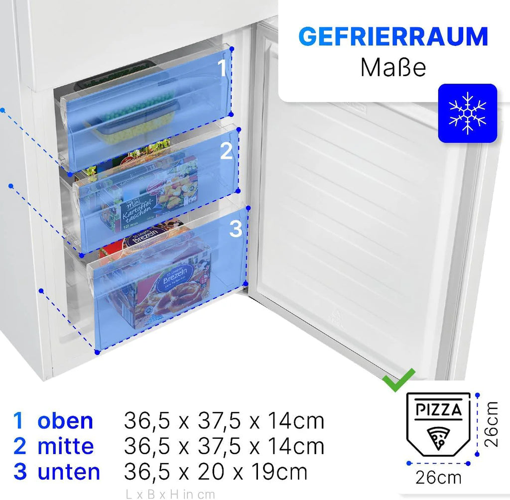 Bomann® Lodówko-zamrażarka, pojemność użytkowa 269 l – chłodzenie: 198 l | zamrażanie: 71 l, energooszczędna, cicha praca 39 dB, LED, wymienne zawiasy drzwiowe, wysokość: 180 x szerokość: 55 x