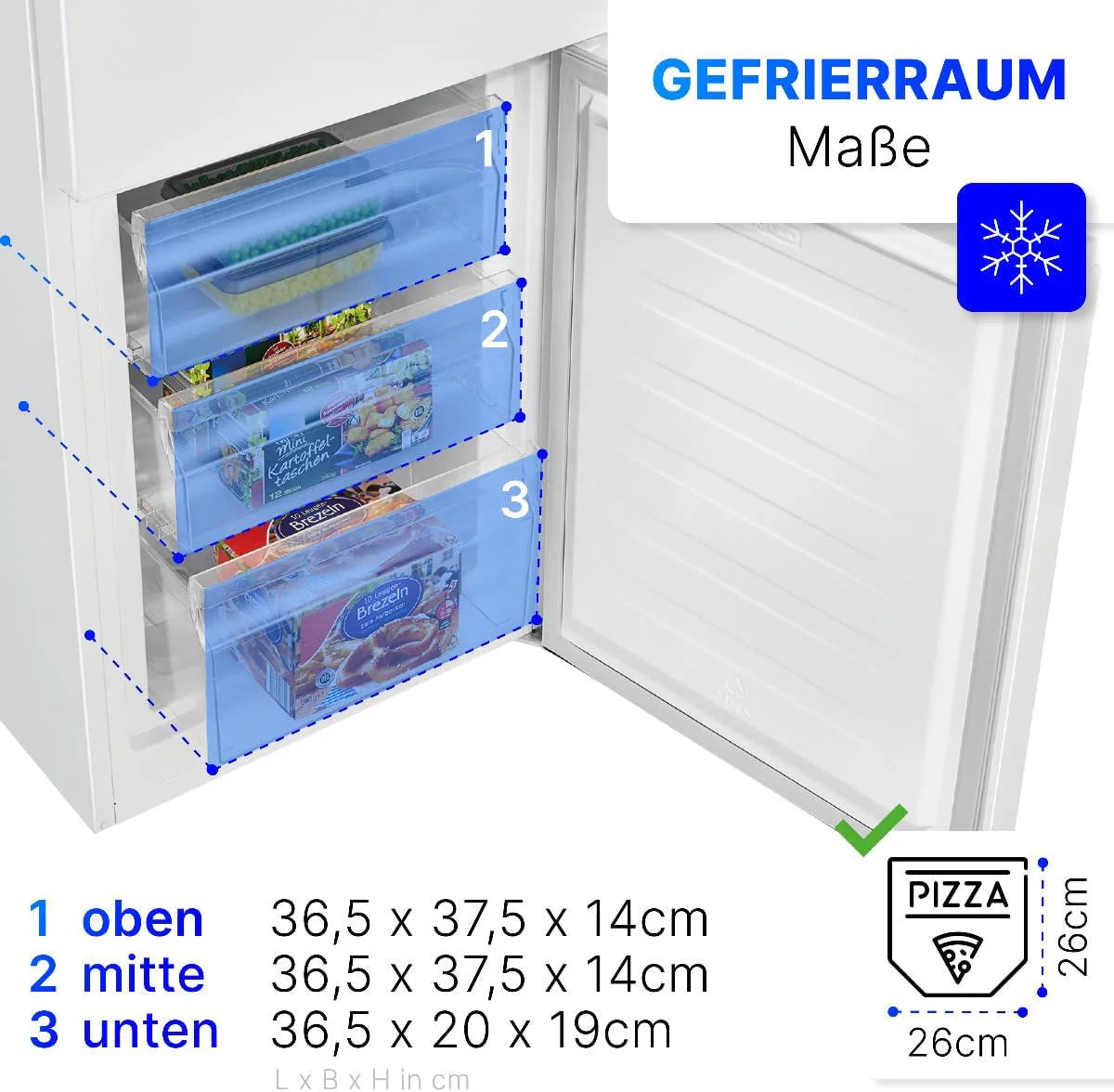 Bomann® Lodówko-zamrażarka, pojemność użytkowa 269 l – chłodzenie: 198 l | zamrażanie: 71 l, energooszczędna, cicha praca 39 dB, LED, wymienne zawiasy drzwiowe, wysokość: 180 x szerokość: 55 x