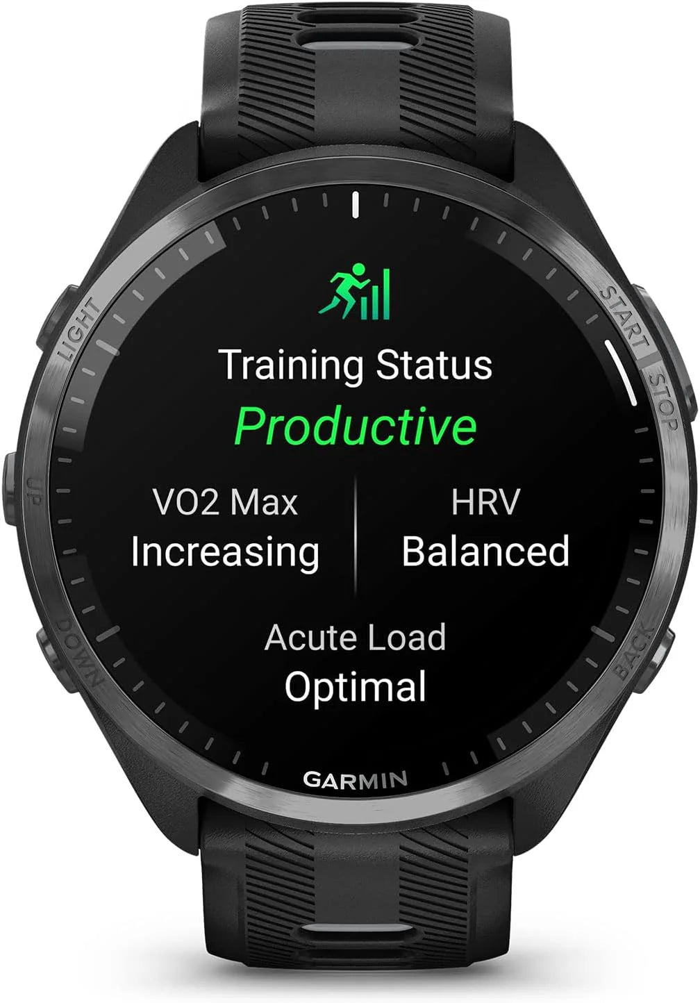 Garmin Forerunner® 965 Inteligentny zegarek do biegania, kolorowy wyświetlacz AMOLED, pomiary treningu i informacje o odzyskiwaniu, czarny i pudrowo-szary, 010-02809-00