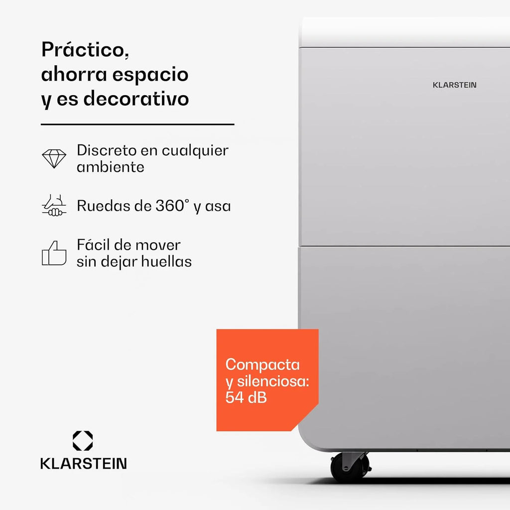 Klarstein Elektryczny osuszacz powietrza do 65 m2, inteligentny osuszacz powietrza do mieszkania, łazienki i piwnicy, cichy, elektryczny osuszacz powietrza z aplikacją WLAN IoT, suszarka budowlana o