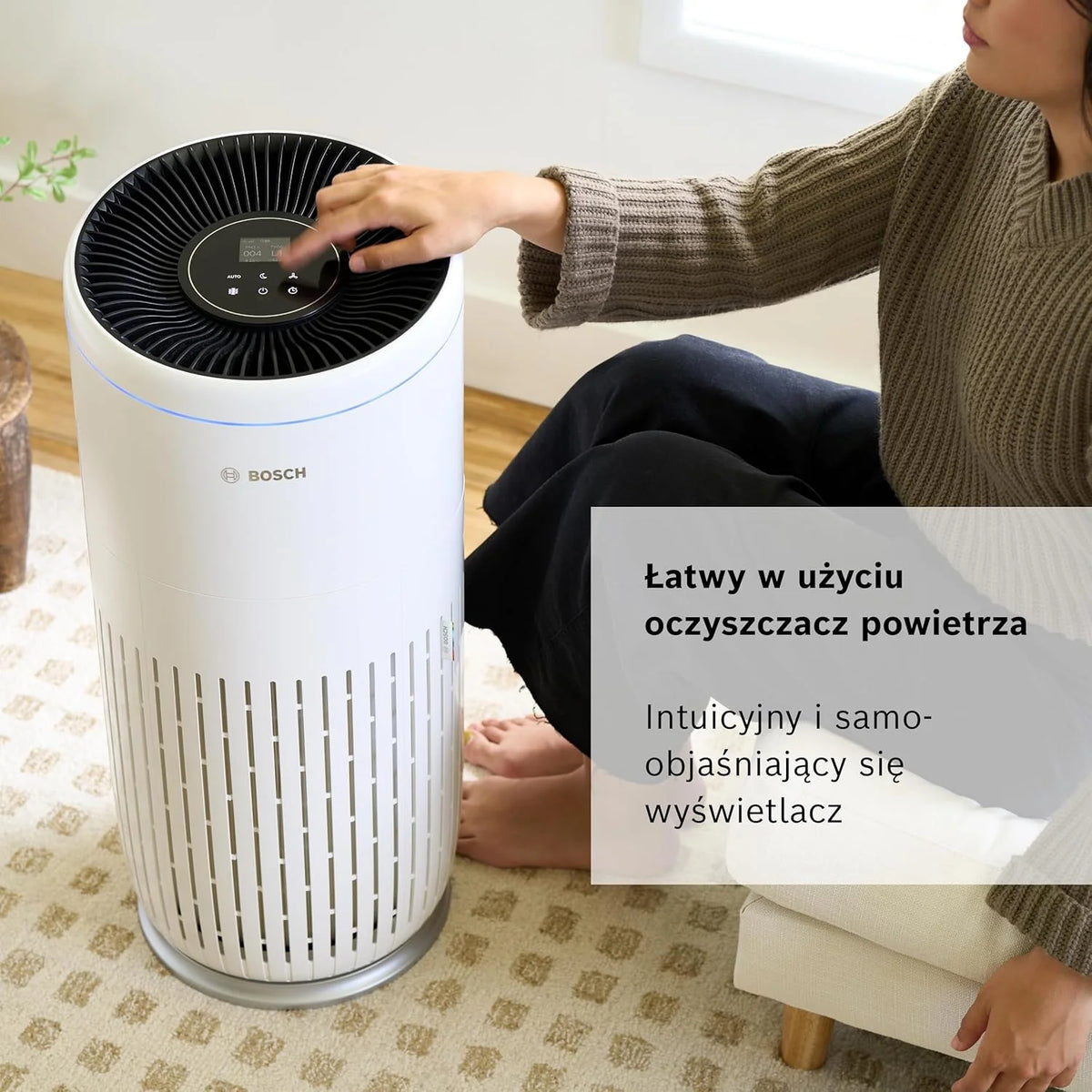 Bosch Air 6000 - Oczyszczacz powietrza — do powierzchni do 125 m² — skutecznie filtruje ponad 99% zanieczyszczeń — Tryb automatyczny oraz uśpienia (< 25 dB(A)) — CADR: 600 m³/h