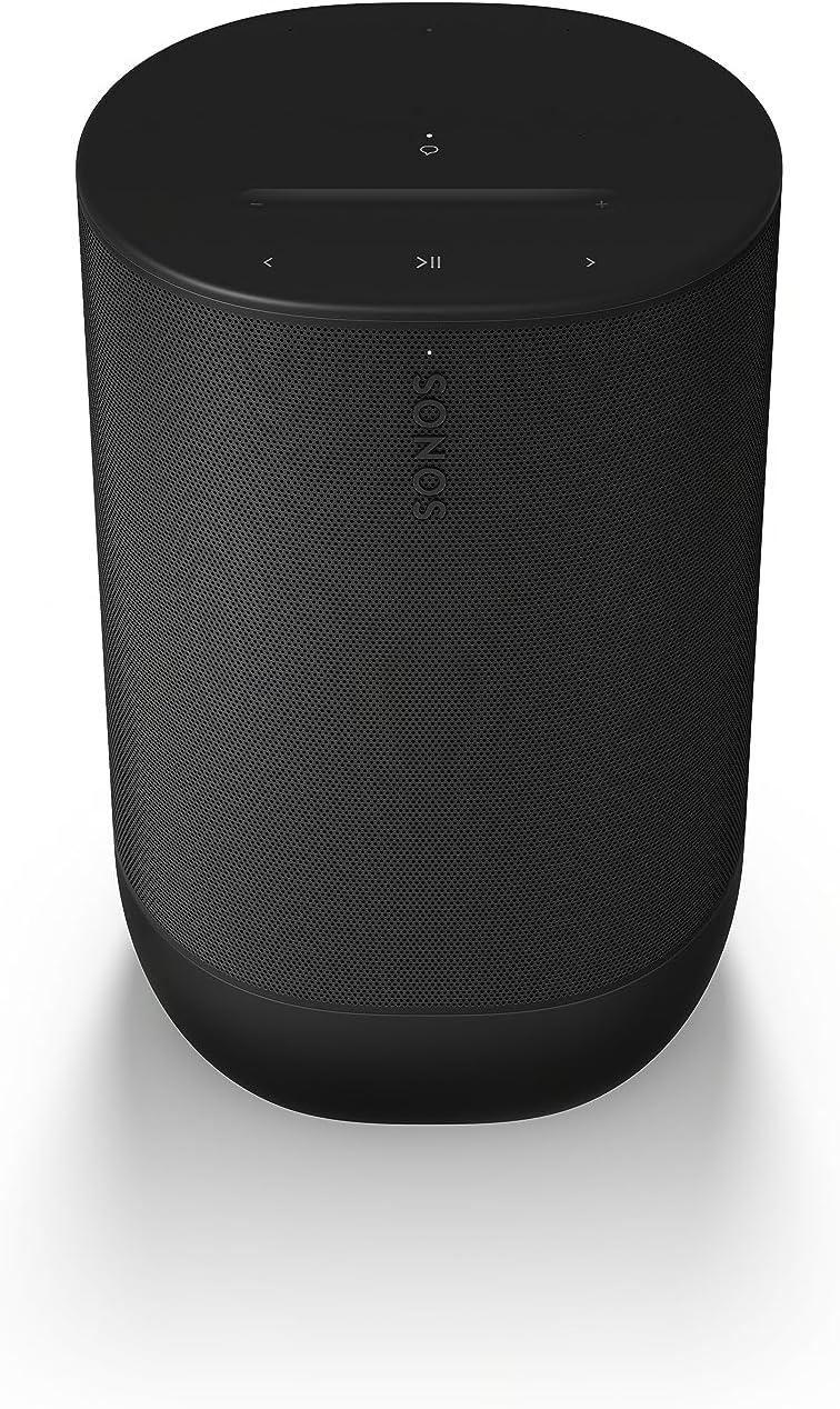 Sonos Move 2 | Bezprzewodowy głośnik przenośny z Wi-Fi, Bluetooth, Amazon Alexą, 24 godzinami pracy na akumulatorze, indukcyjną podstawą ładującą - Biały