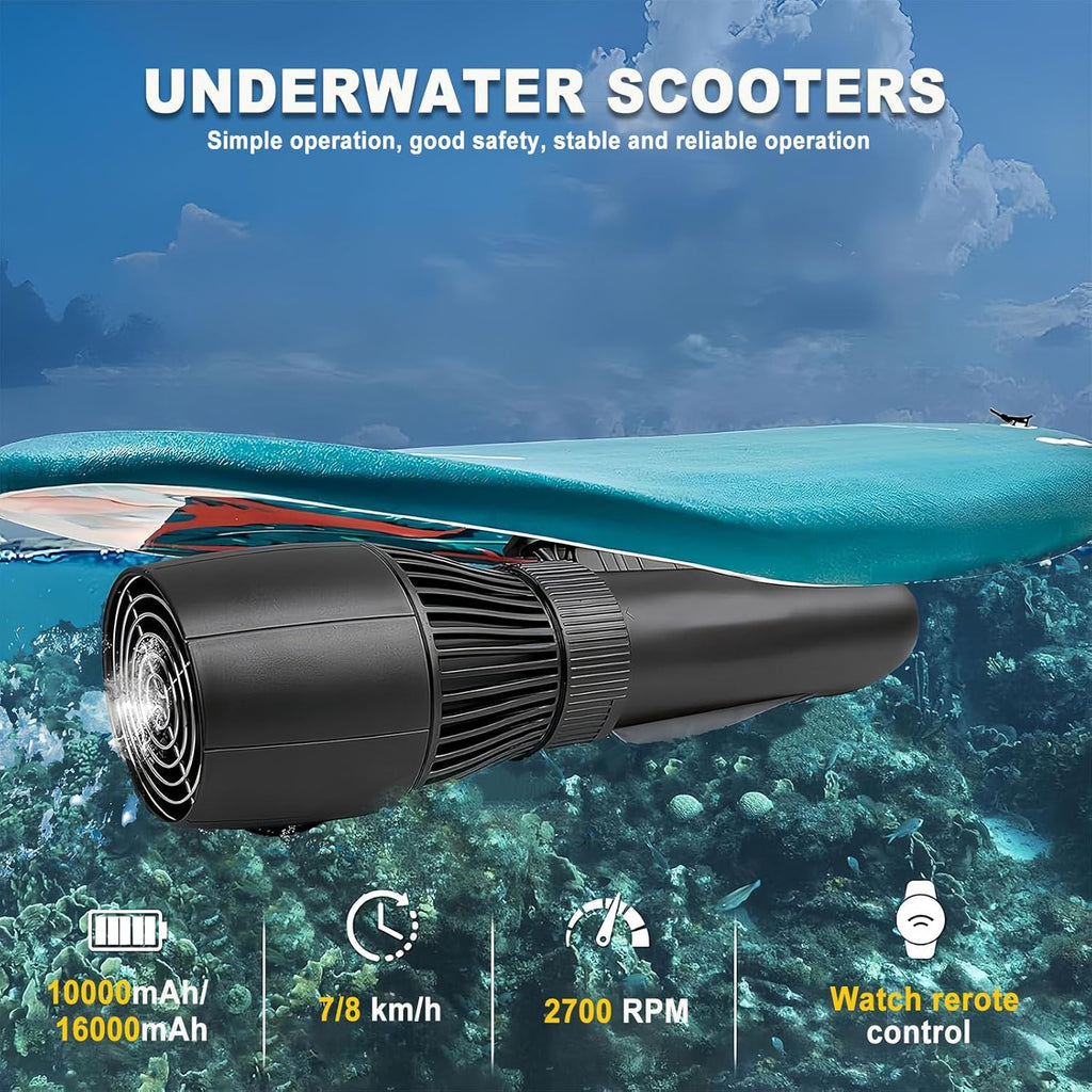 Podwodny Skuter, 500w Zdalnie Sterowany Podwodny Ster Strumieniowy, 9 Biegowy Przełącznik, 40m Głęboki Basen Deska Surfingowa Skuter Wodny, Przenośny Śmigło,10000mah