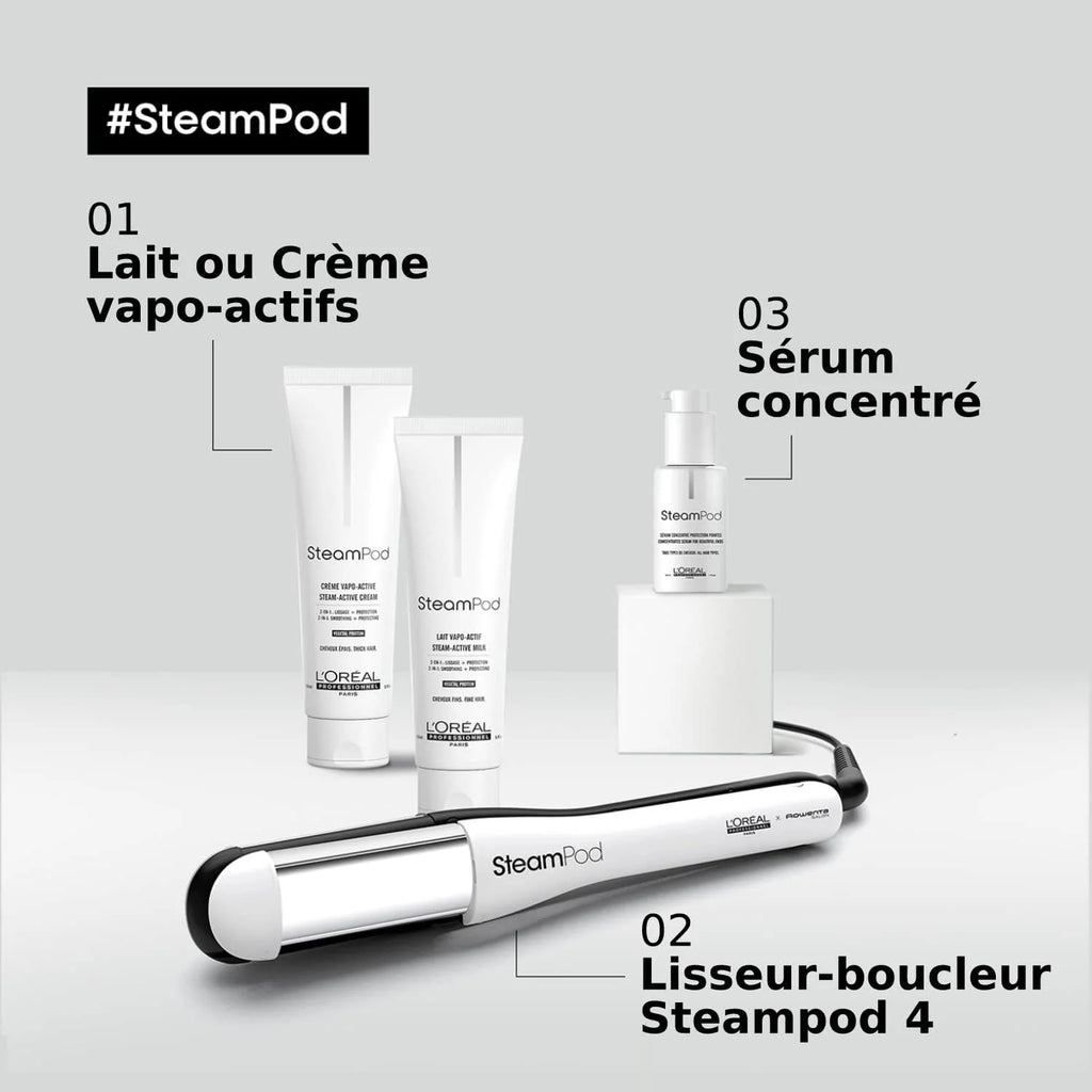 Steampod 4, Profesjonalna prostownica do włosów, opatentowana technologia parowa, wszystkie rodzaje włosów, zestaw 3 grzebieni w zestawie, L'Oréal Professional