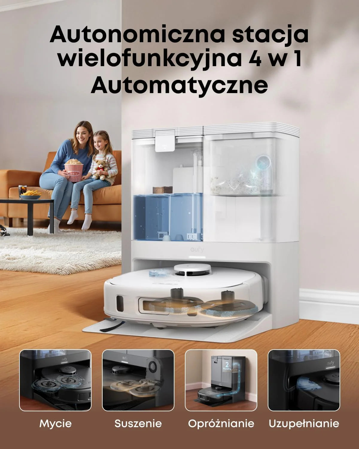 Robot odkurzający eufy X10 Pro Omni z systemem MopMaster 2.0 (8000 Pa), technologią inteligentnej nawigacji iPath, automatycznie opróżniającym się zbiornikiem na kurz o pojemności 2,5 l (Czarny)