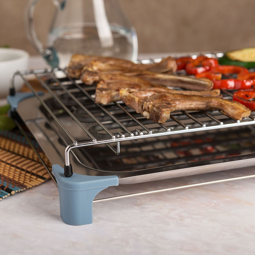 Grill elektryczny Jata BQ5101AM. Zdrowe gotowanie bez dymu i zapachów. Grill z 2 poziomami. Wyprodukowano w Hiszpanii.