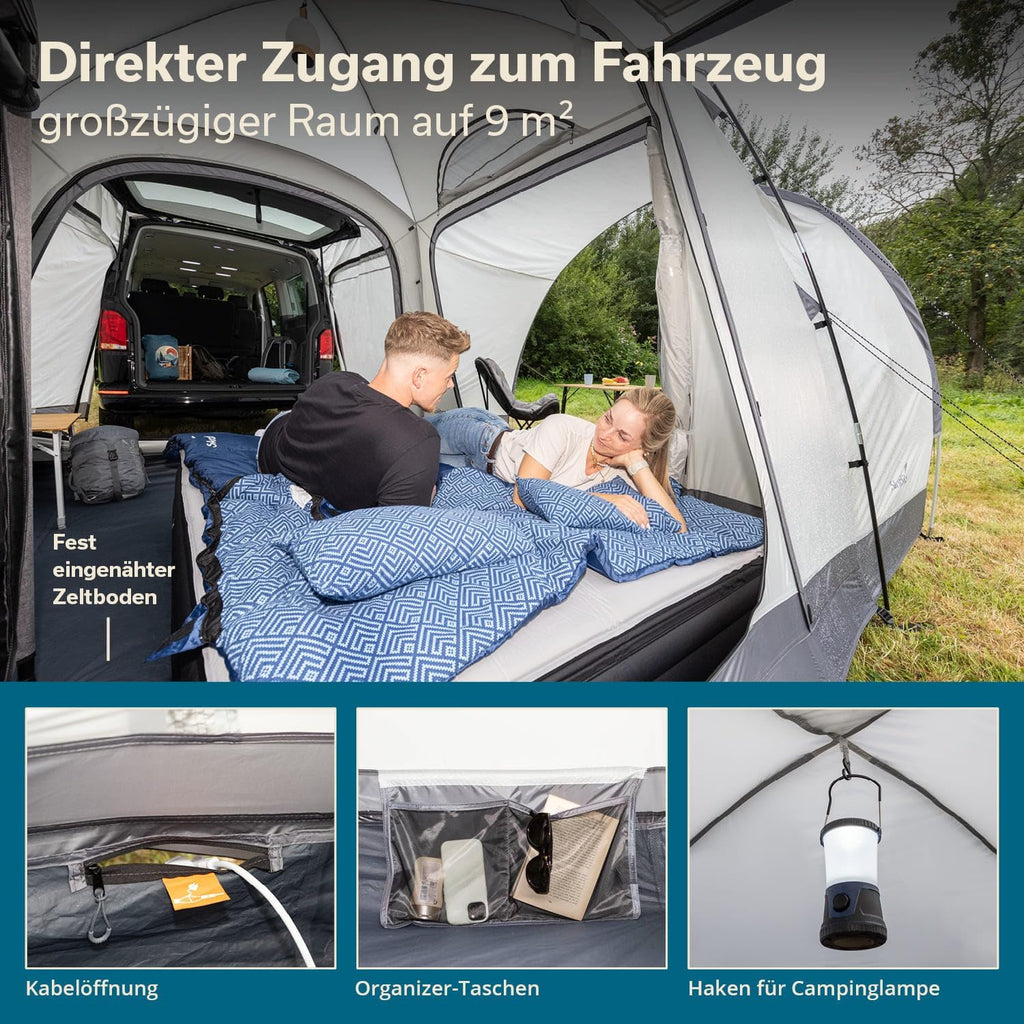 Skandika Pitea 4 Flex Protect Bundle namiot kopułowy z kluczem Van Plus | namiot kempingowy dla 4 osób, z śluzą do furgonetki, wszyta podłoga, słup wody 5000 mm, UPF 50+ | namiot, kemping, do
