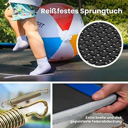 Hop-Sport Trampolina ogrodowa – Komplet trampoliny z podwójnymi nogami w kształcie litery U, zewntrzną siatką, matą do skakania, drabinką ora dodatkowymi akcesoriami, Ø 244/305/366/427/488 cm