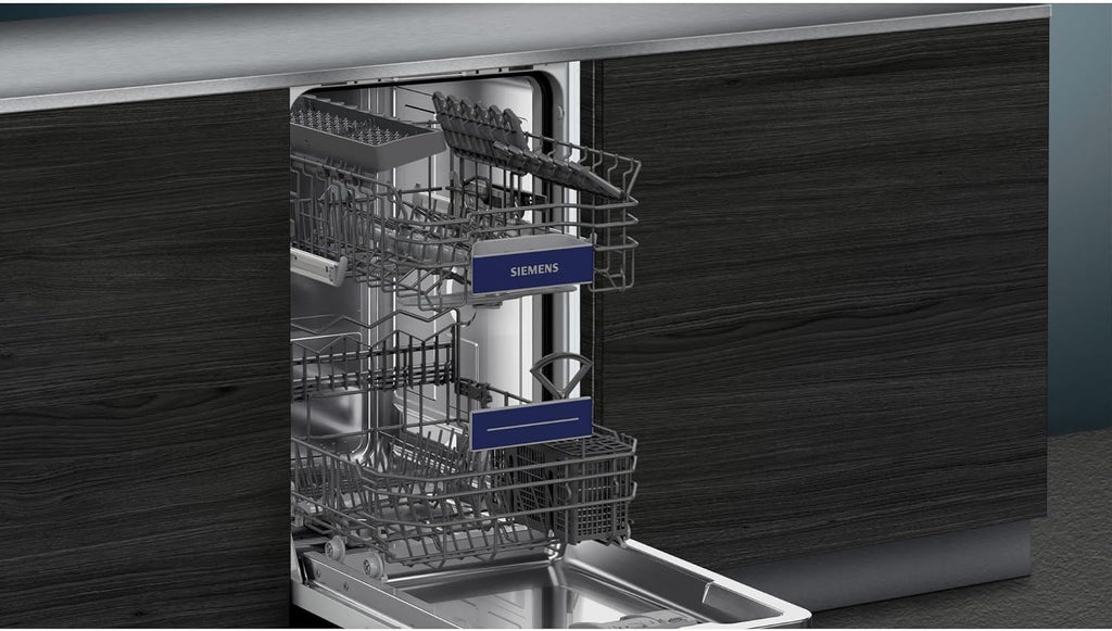 Siemens SR53HS74KE, iQ300, inteligentna, częściowo zintegrowana zmywarka, 45 cm, program Eco 50°C, varioSpeed Plus, kosz górny z regulacją wysokości, rackmatik, zabezpieczenie przed dziećmi