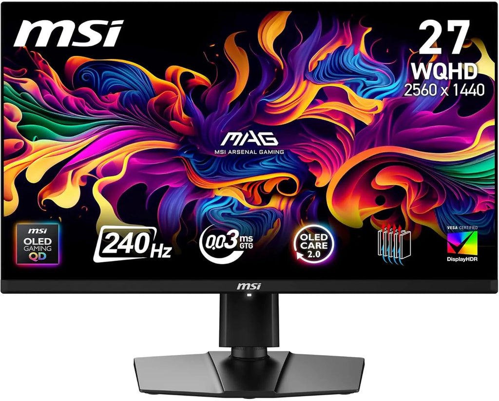 MSI MAG 271P QD-OLED X24 wyświetlacz gamingowy 67.3 cm WQHD - Quantum Dot OLED Panel 2560 x 1440, 240Hz / 0,03ms, 99% DCI-P3, XXL) E≤2, DisplayHDR True Black 400 - DP 1.4a, HDMI 2.1