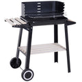 Grill węglowy Outsunny z kółkami i półką 83x37x87 cm, czarny