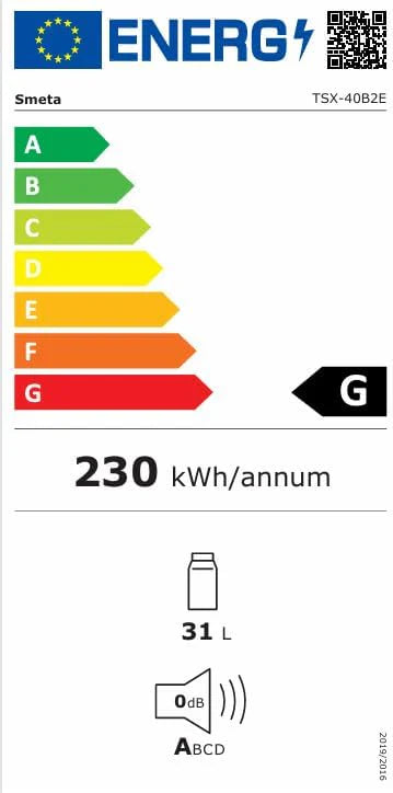 SMETA Lodówka kempingowa 12 V, 230 V, 12 V, do przyczepy kempingowej, 40 l, cicha lodówka, odwracalne drzwi z zamkiem do samochodu, ciężarówki, biura, Womo, bezgłośna, czarna