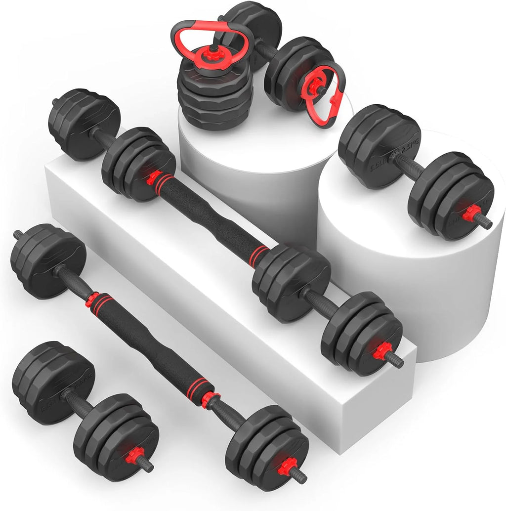UKEEP Regulowany zestaw hantli, zestaw hantli 55/70/40.8 kg ze złączem, zestaw hantli 3 w 1 używany jako sztanga, kettlebell, ćwiczenia fitness do domowej siłowni odpowiednie dla mężczyzn/kobiet