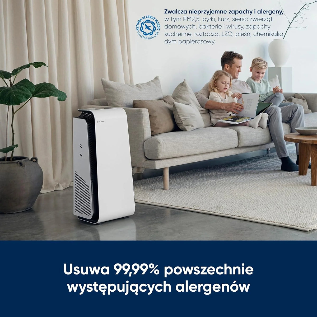 BLUEAIR HealthProtect 7470i - Cichy Oczyszczacz Powietrza HEPA dla Powierzchni do 91m², Skuteczny Przeciw Bakteriom, Alergenom, Wirusom i Dymowi, Biały