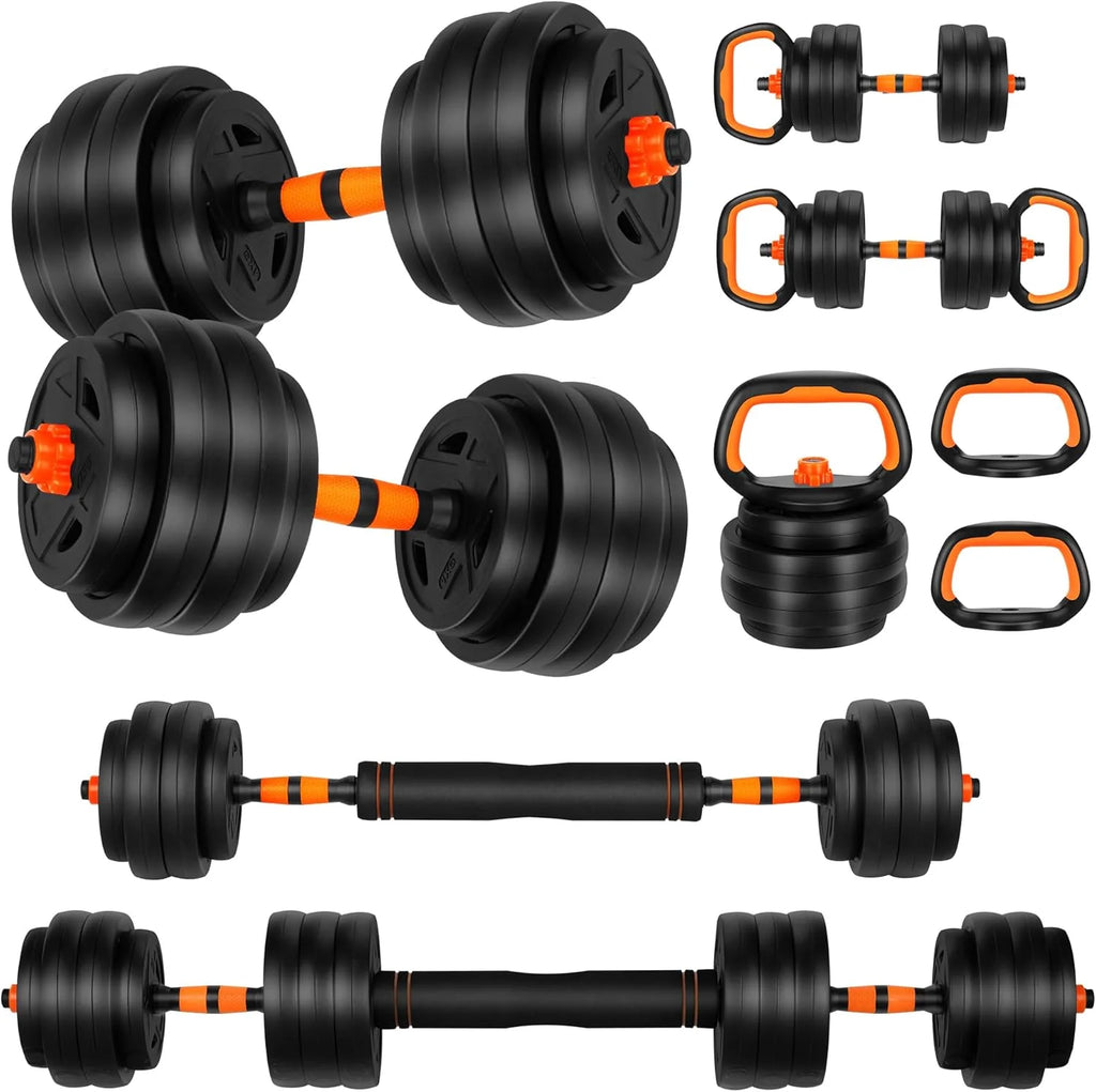 Regulowany zestaw hantli, zestaw hantli 20/30/50/31.8 kg ze złączem, zestaw hantli 4 w 1, używany jako sztanga, kettlebell, stojak push-up, ćwiczenia fitness do domowej siłowni odpowiednie dla