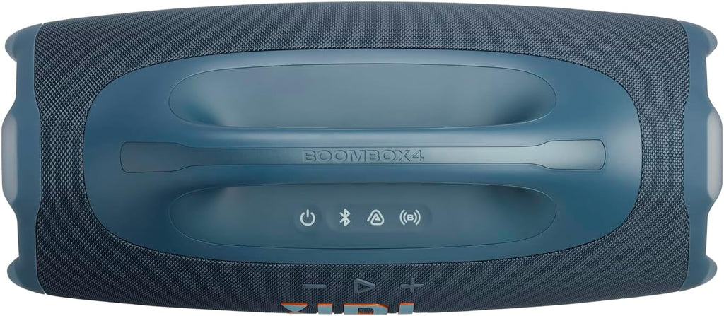 JBL Boombox 4 – przenośny głośnik Bluetooth z dźwiękiem JBL Pro Sound i AI Sound Boost, wodoodporny, pyłoszczelny (IP68), do 34 h odtwarzania, Auracast, 2 tryby wzmocnienia basu, niebieski