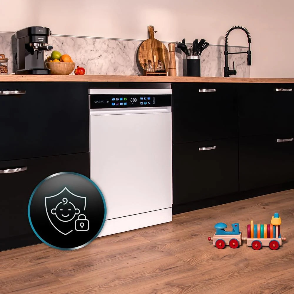 Cecotec Zmywarka do zabudowy Bolero Aguazero 6210 D. 60 cm, 15 koców, klasa D, Display Color, trzecia taca, 14 programów, podwójna strefa, elektroniczny Aquastop, Dry +, regulowana taca, AutoClean