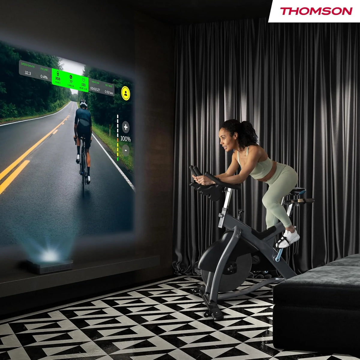 Thomson Sirius PG55B Inteligentny Projektor Laserowy RGB, Bardzo Krótki Rzut, Full HD 1080p, Google TV, 600 ANSI, Autofocus, HDR10+, Dolby Digital+, Bateria, WiFi, Bluetooth