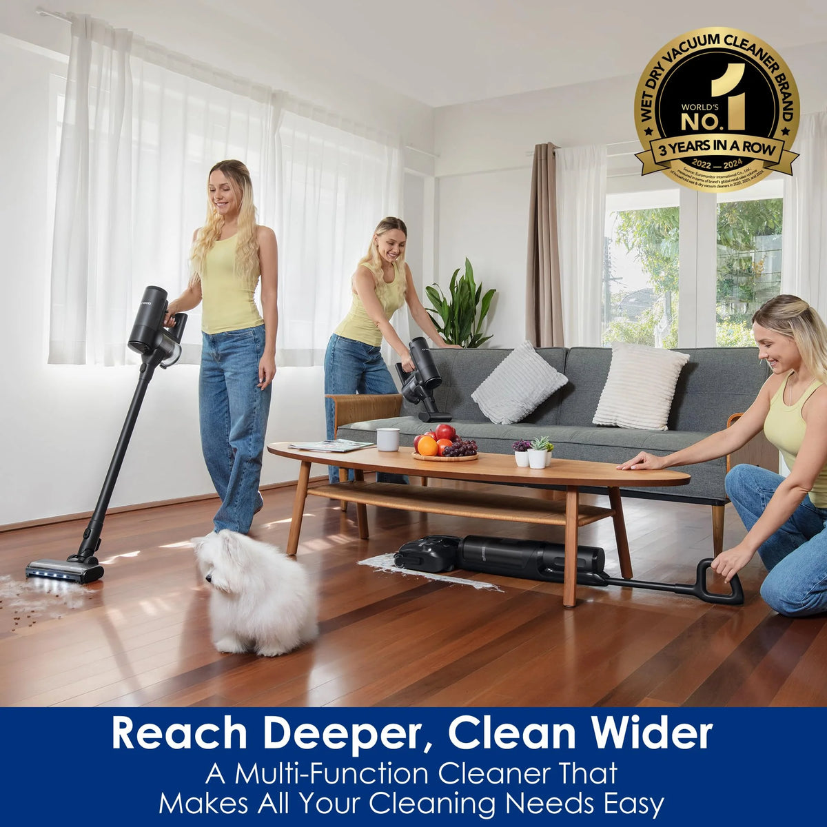 Tineco FLOOR ONE S7 Stretch Steam Draadloze Nat-Droog Stoomzuiger Alles-in-één, 160℃ HyperSteam, 180° Plat Liggend, Anti-Knoop Ontwerp, FlashDry Zelfreiniging, Tot 80 min gebruiksduur