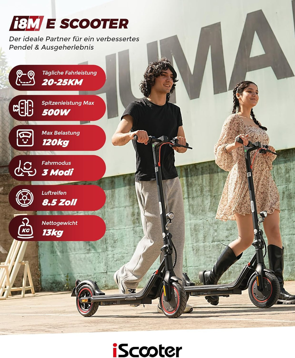 ABE skuter elektryczny z dopuszczeniem do ruchu drogowego dla dorosłych, silnik o mocy maks. 500 W, zasięg od 25 do 30 km, do poruszania się i odkrywania bez wysiłku, z aplikacją