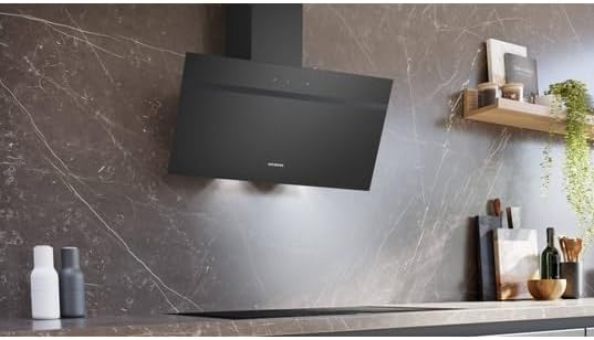 Siemens LC65KDK60 iQ100 okap kuchenny do montażu na ścianie, szerokość 60 cm, intensywny poziom, oświetlenie LED, touchControl, metalowy filtr przeciwtłuszczowy, czarny