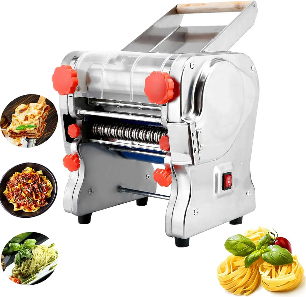 Maszyna do makaronu, automatyczna maszyna do makaronu, wytrzymała prasa do makaronu, maszyna do makaronu ze stali nierdzewnej 550 W/750 W,RollerWidth22cm-KnifeWidth18mm