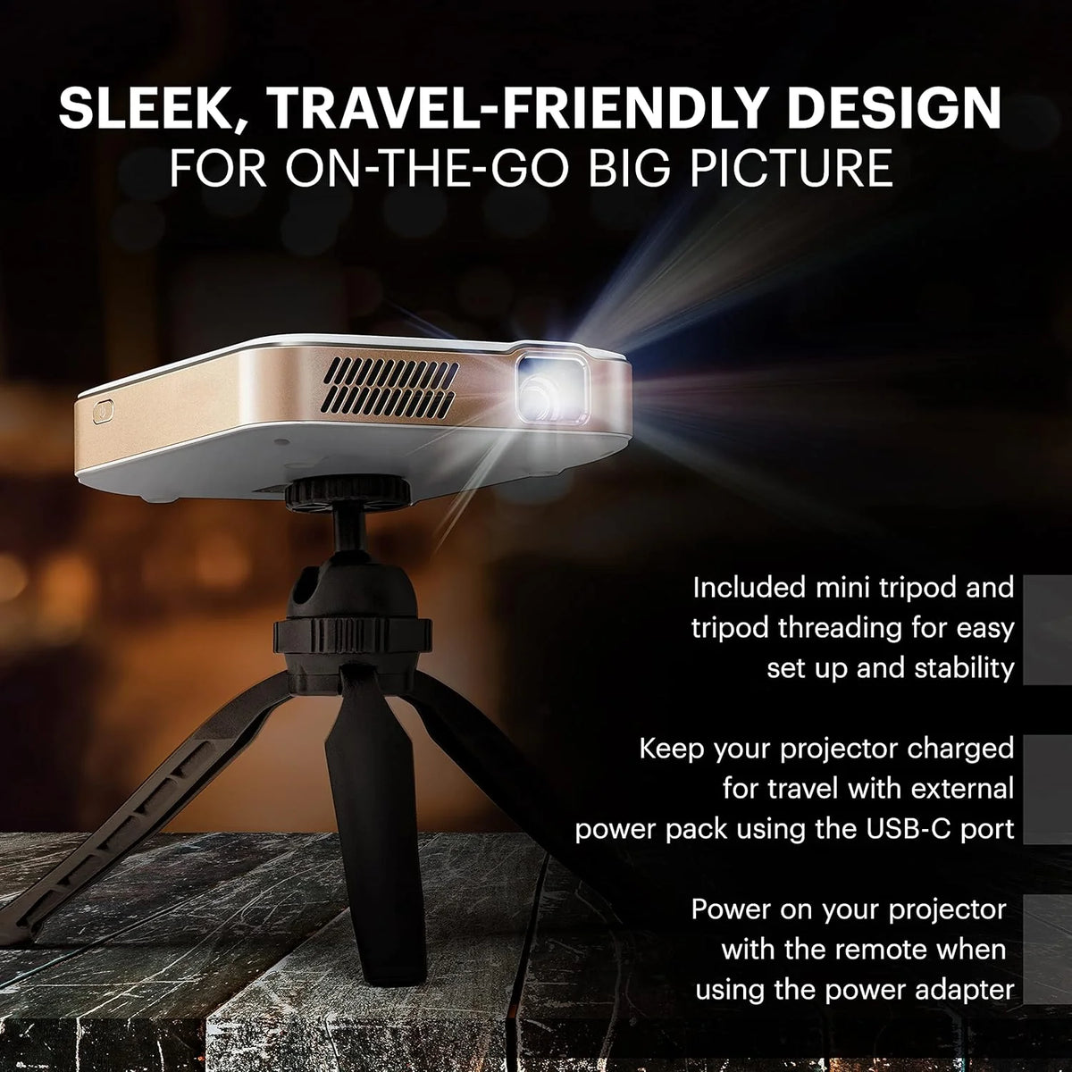KODAK Luma 150 Przenośny projektor bezprzewodowy - Wideo i dźwięk 4K - 150 lumenów - Ekran 380 cm - HDMI, USB, Micro SD