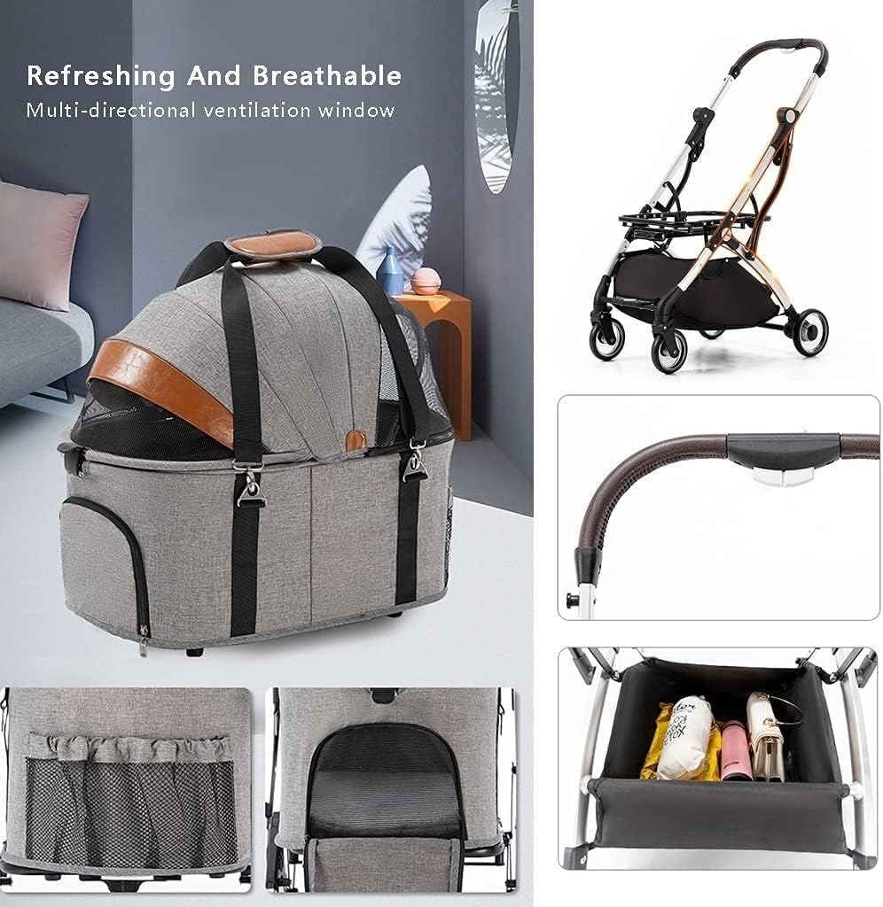 Premium Pet Stroller Dla Kotów Psów Lekki Składany Wózek Dla Zwierząt 4 Koła Materiały Podróżne Oddzielny Wózek Dla Psa Buggy Pushchairs (Color : Black)