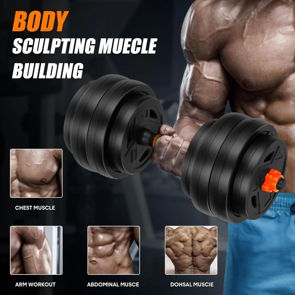 Regulowany zestaw hantli, zestaw hantli 20/30/50/31.8 kg ze złączem, zestaw hantli 4 w 1, używany jako sztanga, kettlebell, stojak push-up, ćwiczenia fitness do domowej siłowni odpowiednie dla