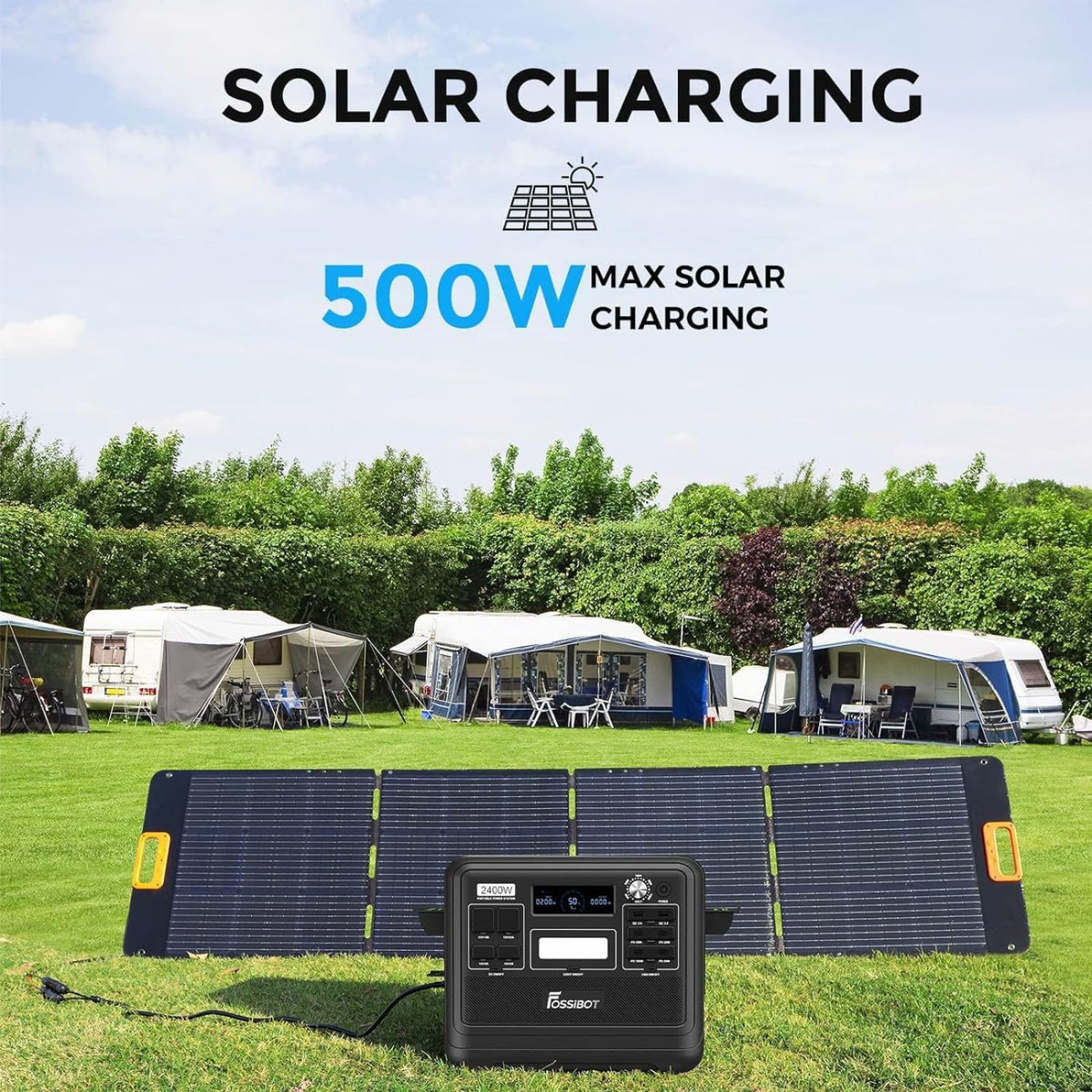 FOSSIBOT-Polska F2400 przenośna stacja zasilania, Generator solarny 2048 Wh LiFePO4 akumulator zapasowy z wyjściami 2400 W AC Z kontrolą APP
