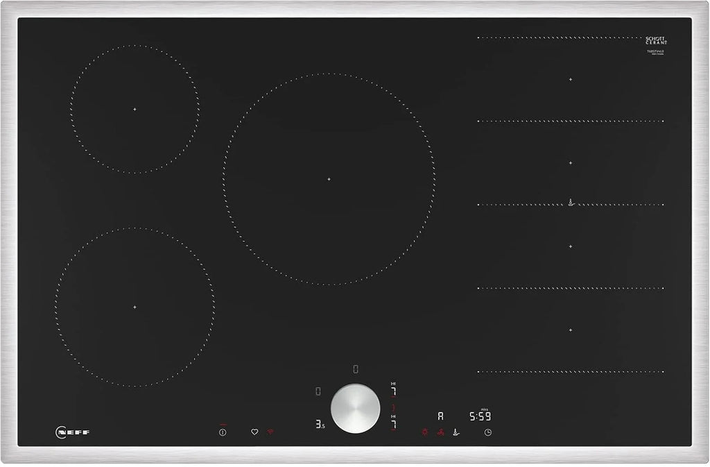 NEFF T68STV4L0 płyta indukcyjna N90, samowystarczalna płyta grzewcza z ceramiki szklano-ceramicznej, szerokość 80 cm, Twist Pad, Flex Induction, Home Connect, Smart Hood Automatic, przylegająca,