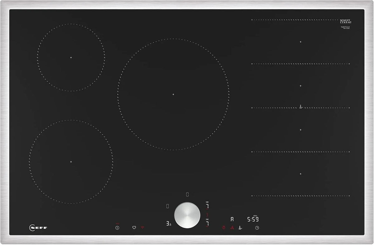 NEFF T68STV4L0 płyta indukcyjna N90, samowystarczalna płyta grzewcza z ceramiki szklano-ceramicznej, szerokość 80 cm, Twist Pad, Flex Induction, Home Connect, Smart Hood Automatic, przylegająca,