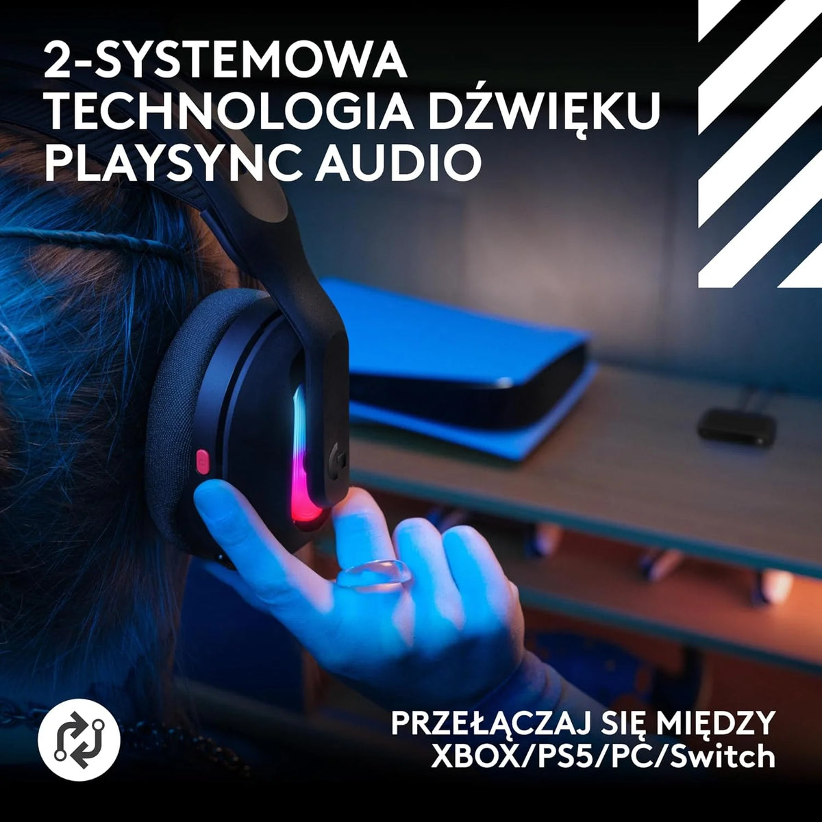 Logitech G Astro A50 X LIGHTSPEED, bezprzewodowy zestaw słuchawkowy do gier + podstawa, PRO-G GRAPHENE,PLAYSYNC na Xbox Series X|S, PS5, PC,Nintendo Switch/Switch 2, Bluetooth,HDMI 2.1 Passthru-Czarny