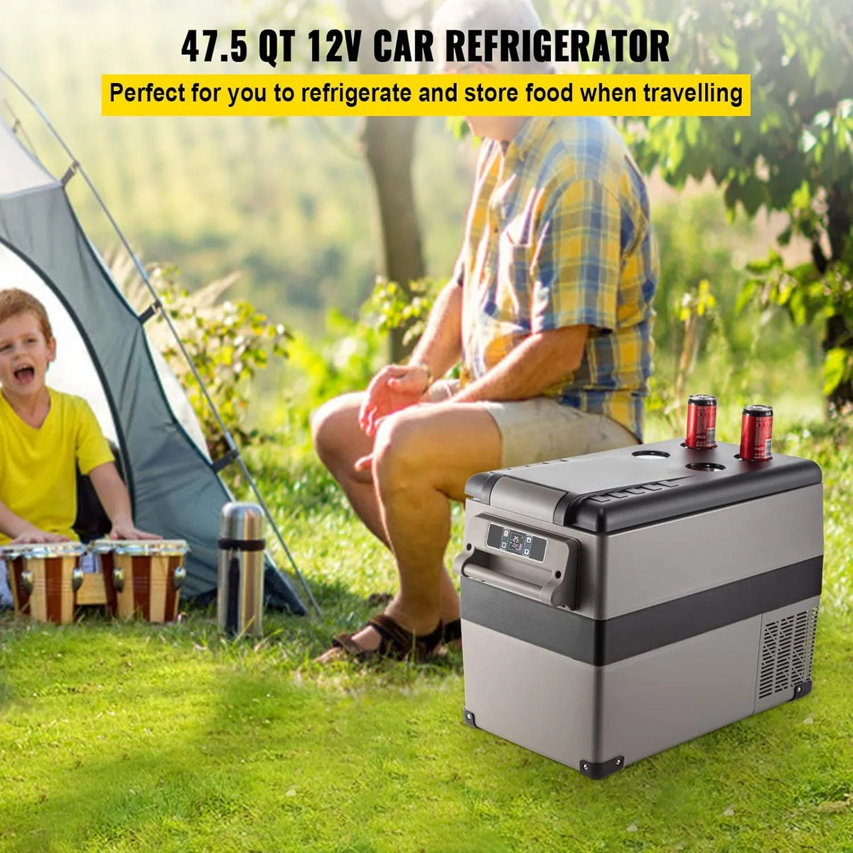 VEVOR Przenośna lodówka elektryczna 80 W, 12/24 V, wydajne chłodzenie -20℃ - 20℃ z niskim poziomem hałasu 45 dB, do samochodów i kamperów (55 l)