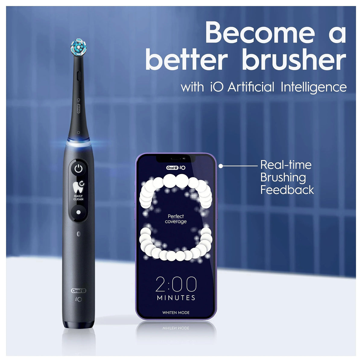 Oral-B iO7 Elektryczna szczoteczka do zębów dla dorosłych, prezent dla kobiet/mężczyzn, uchwyt połączony z aplikacją, 1 x szczoteczka do zębów i etui podróżne, 5 trybów wybielania zębów, kolor czarny