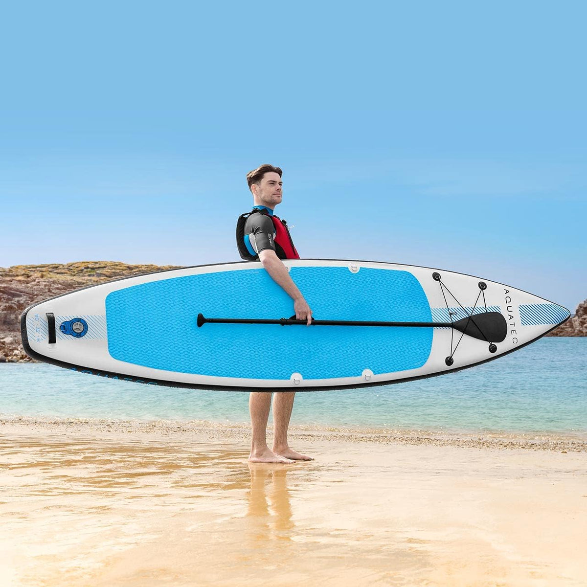 AQUATEC Deska do wiosłowania Touring 11'6 – nadmuchiwane deski do wiosłowania | nadmuchiwane deski do wiosłowania z akcesoriami do wiosłowania | Zestaw do padleboardingu Stand Up