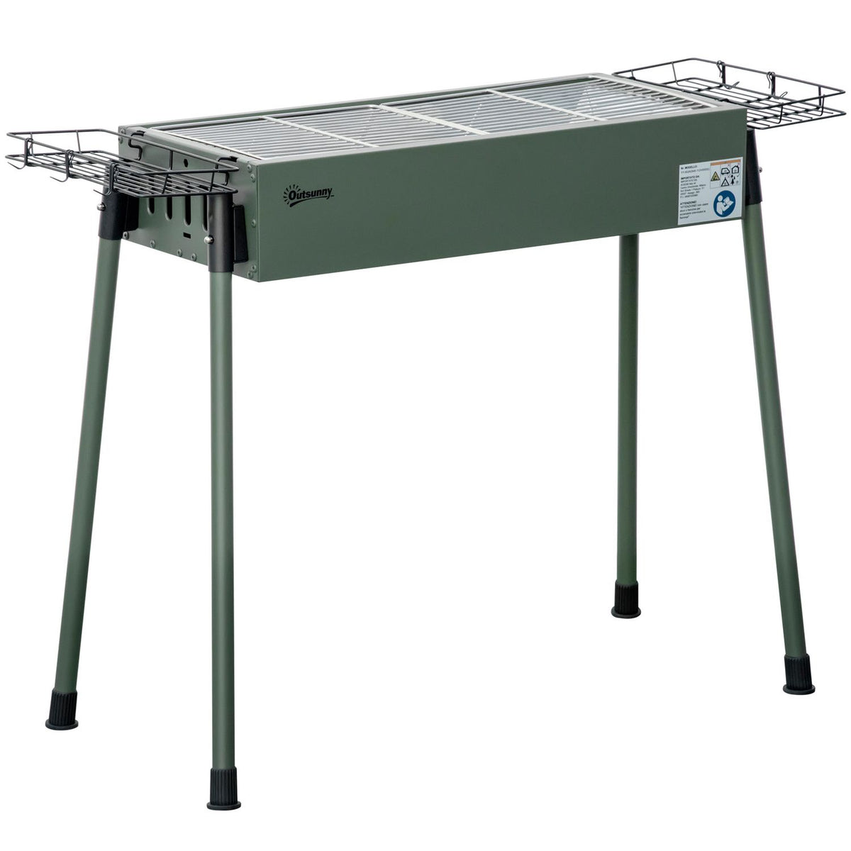 Grill węglowy ze stali nierdzewnej, metalowy, 94x39x70 cm - outsunny.green