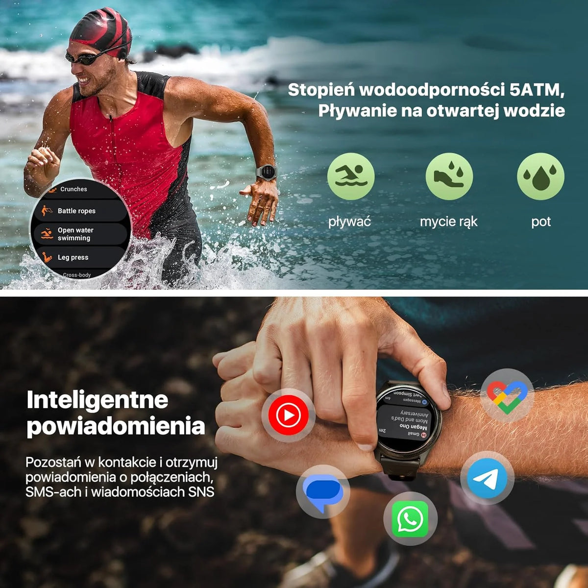 Ticwatch Pro 5 Enduro Smartwatch dla mężczyzn z systemem Android Wear OS Smart Watch 90 h, akumulator 110+, tryby treningowe 7/24, tętno 5 ATM, kompas GPS, nie jest kompatybilny z iPhonem