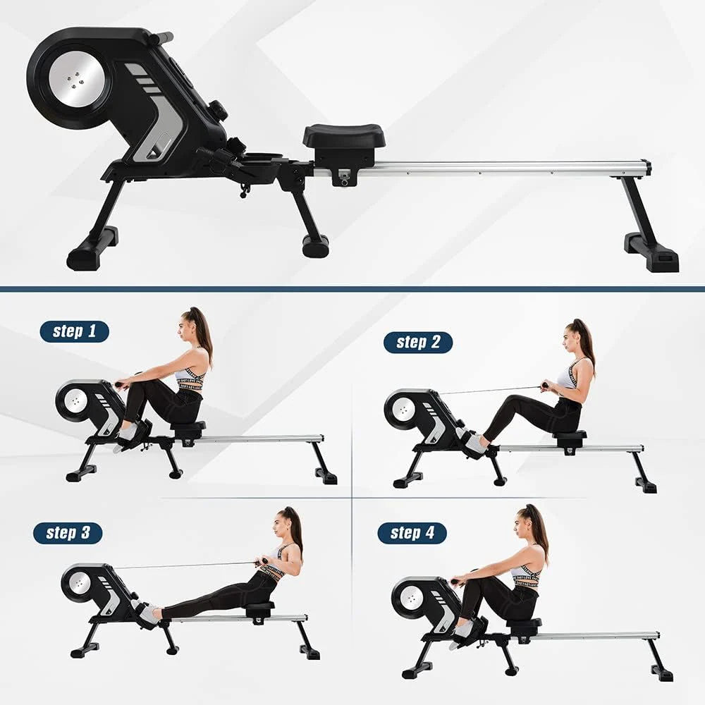 Wioślarz do domu, wioślarz składany, wioślarz z wyświetlaczem LCD, 8 stopni oporu, do fitnessu w domu wioślarz do treningu cardio, do 150kg.