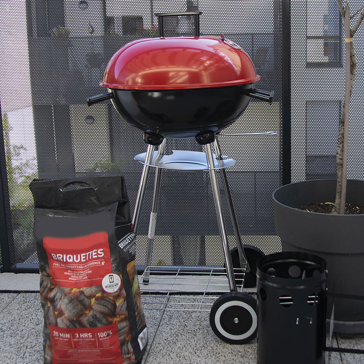 Grill węglowy Livoo 41 cm, czerwono-czarny - Doc172r