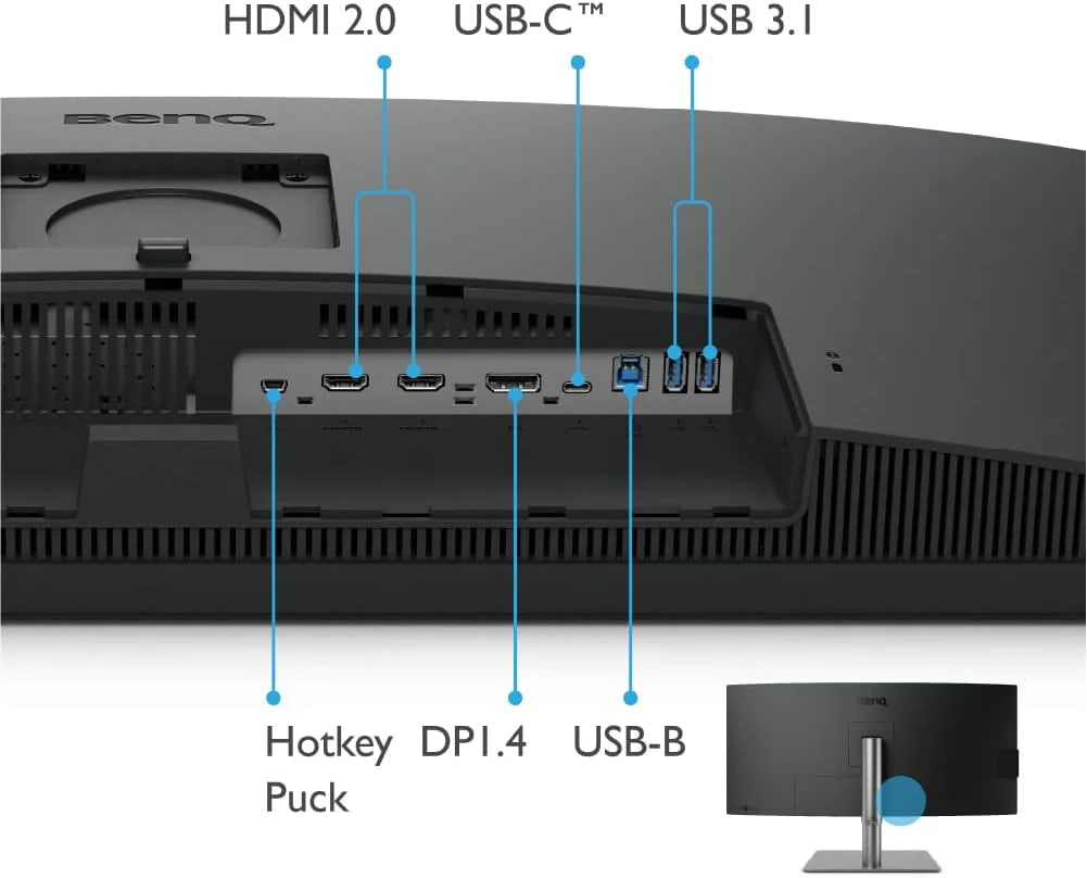BenQ PV3200U 32 monitor 4K UHD do edycji wideo, 95% DCI-P3, 100% Rec.709/sRGB, audio 2.1, USB-C 65W, kompatybilny z komputerami Mac, kalibracja fabryczna i oprogramowanie, ergonomiczny uchwyt