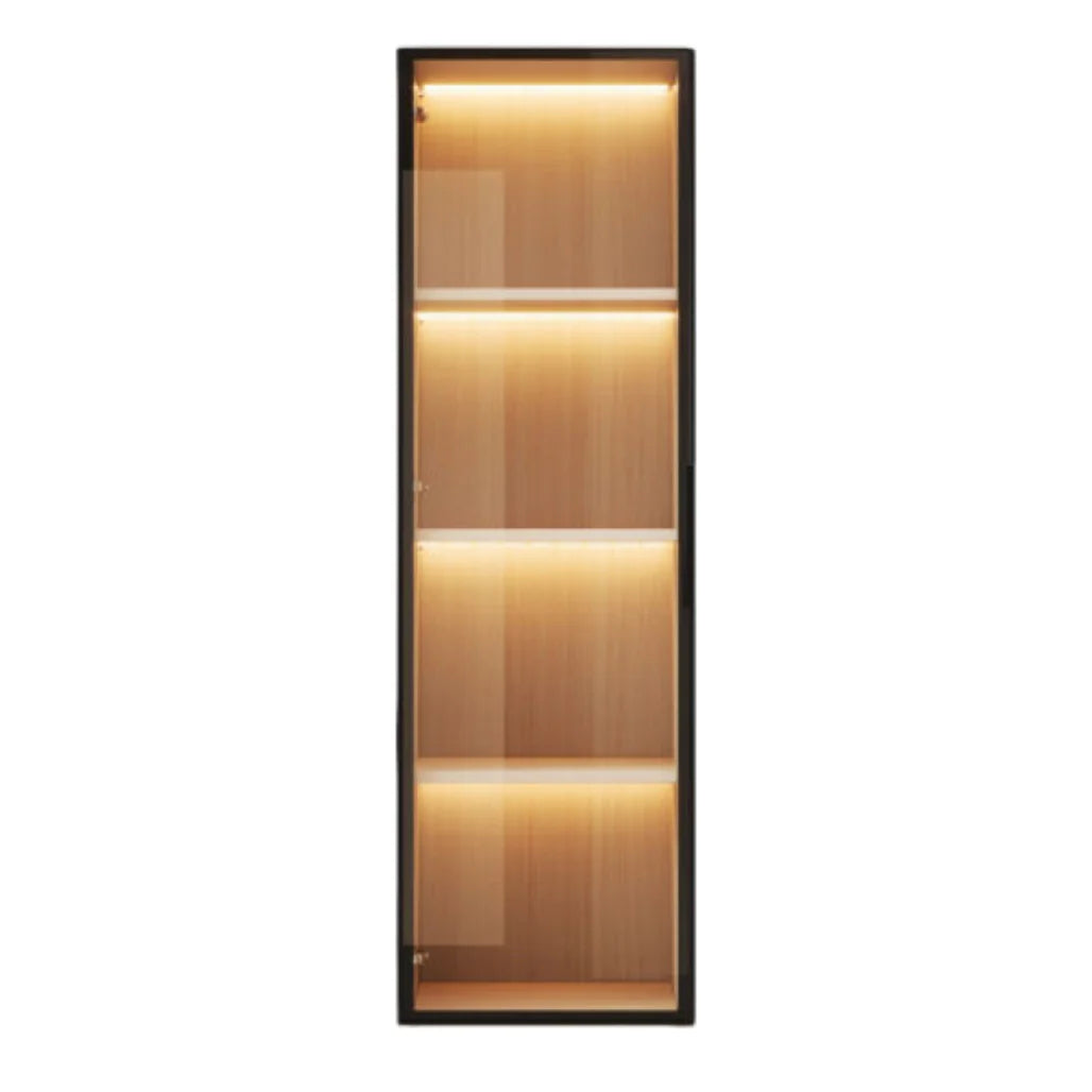 Szafka wisząca z podświetleniem LED i szklanymi drzwiami - design nowoczesny.