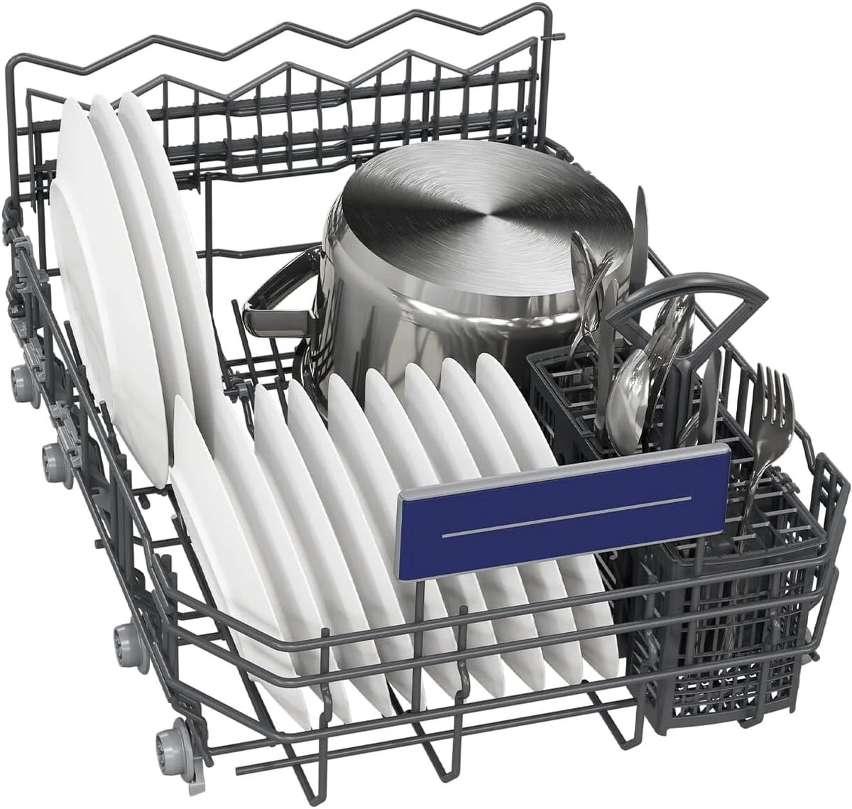 Siemens SR53HS74KE, iQ300, inteligentna, częściowo zintegrowana zmywarka, 45 cm, program Eco 50°C, varioSpeed Plus, kosz górny z regulacją wysokości, rackmatik, zabezpieczenie przed dziećmi